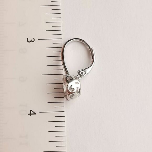 Sterling silver cz solitaire drop earrings lever back in filigree setting - Picture 5 of 8
